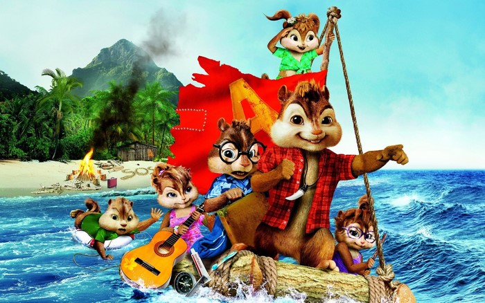 Alvin and the Chipmunks on a raft