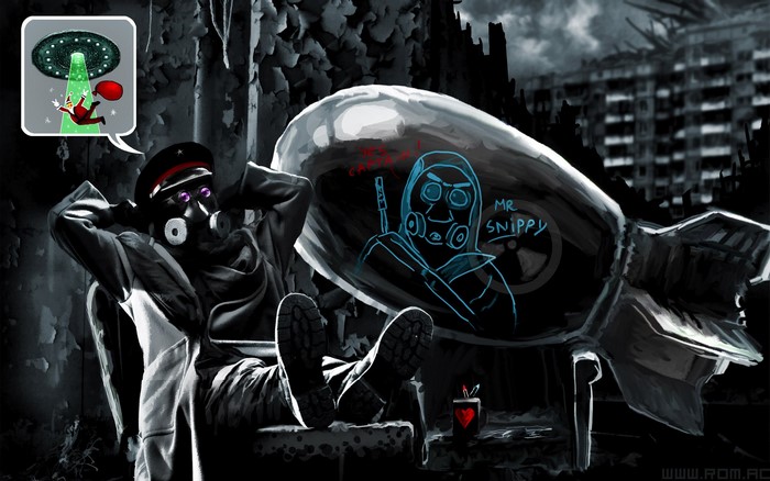 Romantically Apocalyptic character with bomb