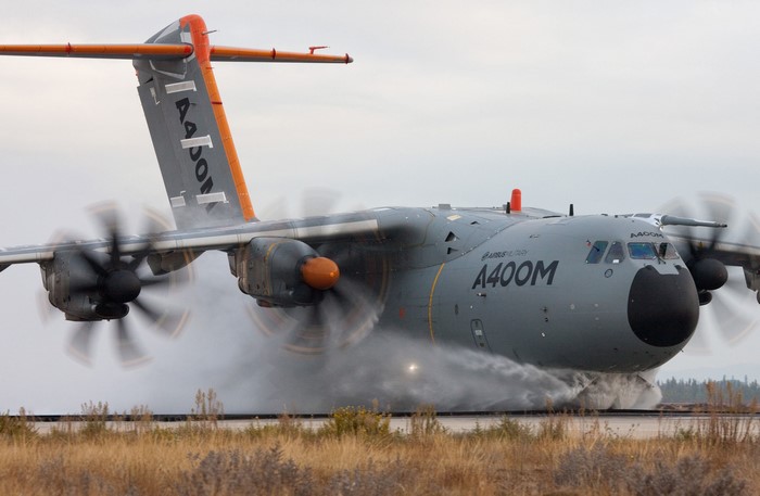 Airbus A400M transport aircraft on runway