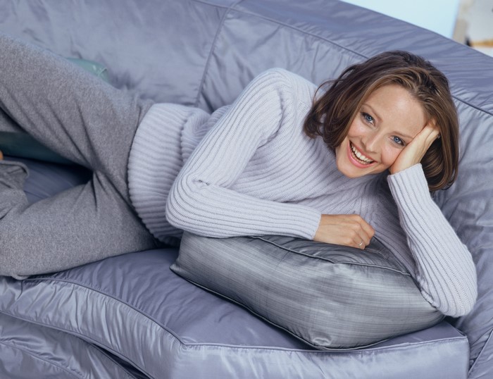 Jodie Foster on a couch