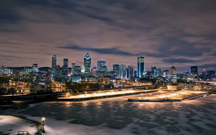 Montreal cityscape at night, Canada