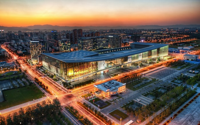 Beijing National Convention Center at sunset