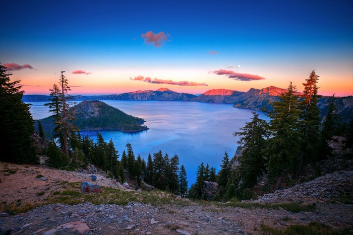 Crater Lake National Park at sunset