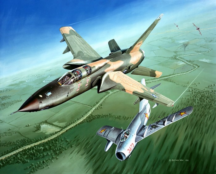 F-111 Aardvark and MiG-17 Dogfight Painting