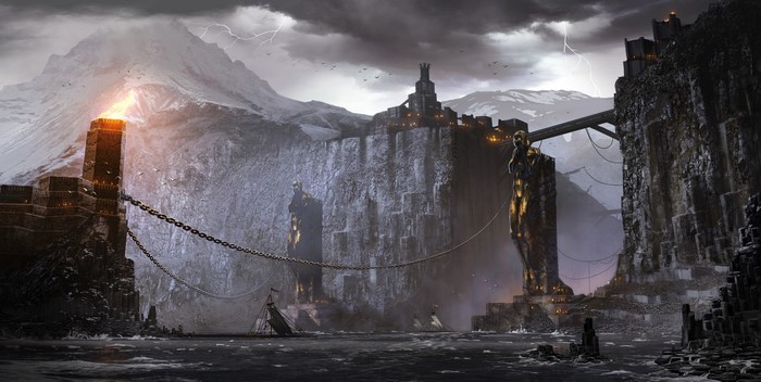 Dragon Age II Fortress with Giant Statues