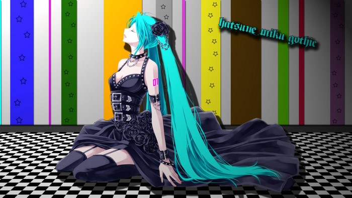 Hatsune Miku from Vocaloid in gothic attire