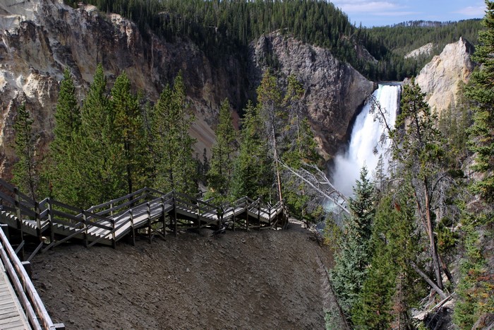 Yellowstone National Park Waterfall and Boardwalk