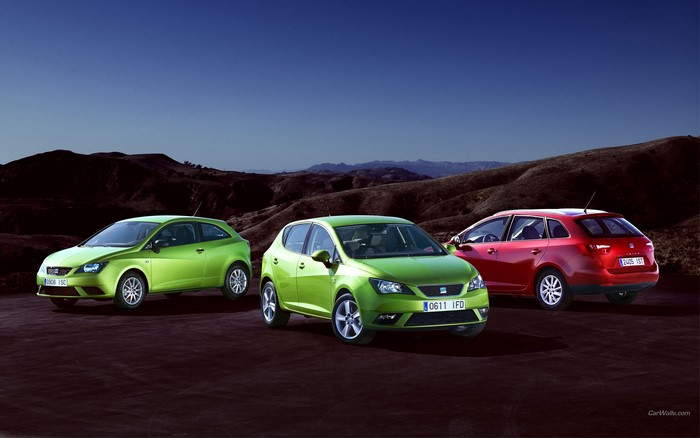 Three Seat Ibiza cars in a landscape