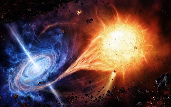 Black hole and star collision in space