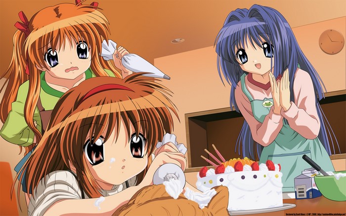 Kanon: Three girls decorating a cake