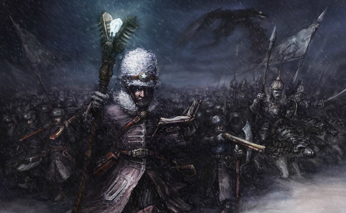 Fantasy battle with a wizard and dragon