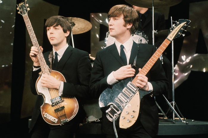 The Beatles John Lennon and Paul McCartney performing
