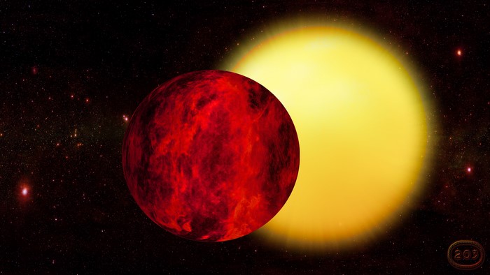 Red Planet and Sun in Space