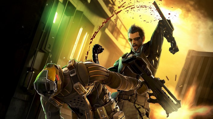 Adam Jensen from Deus Ex: Human Revolution fighting