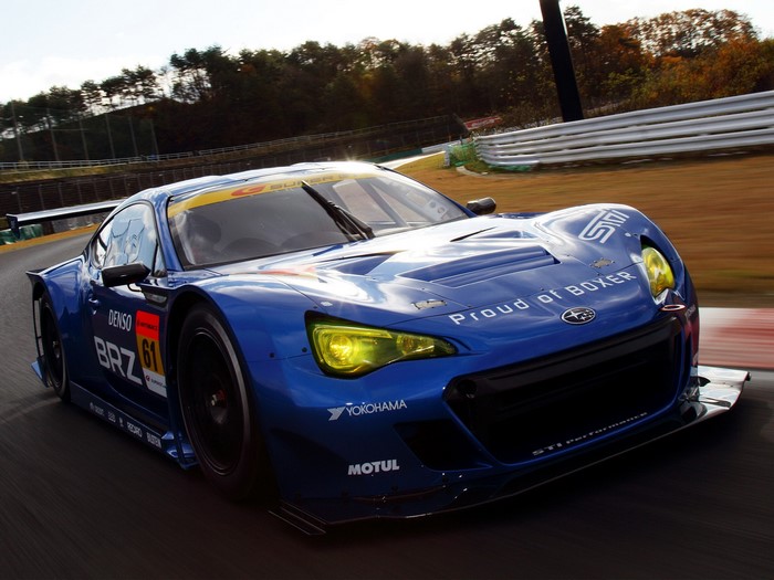 Blue Subaru BRZ GT race car on track