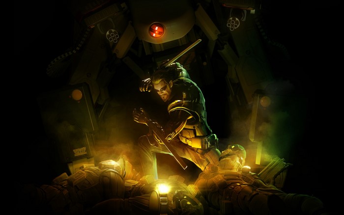 Adam Jensen from Deus Ex: Human Revolution in combat