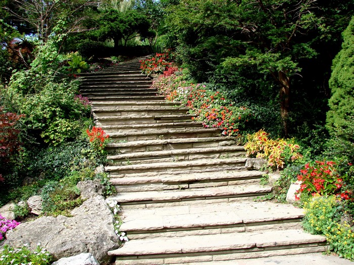 Stone steps in Edwards Gardens, Toronto, Canada