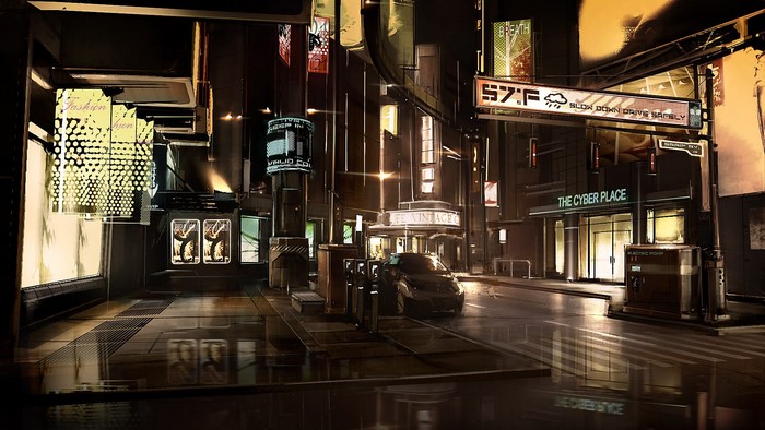 Deus Ex: Human Revolution Cyberpunk City Street
