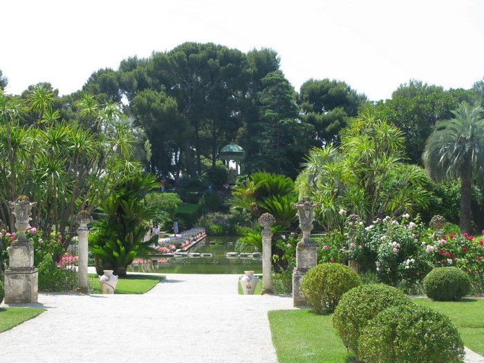 Beautiful garden with a pond and gazebo