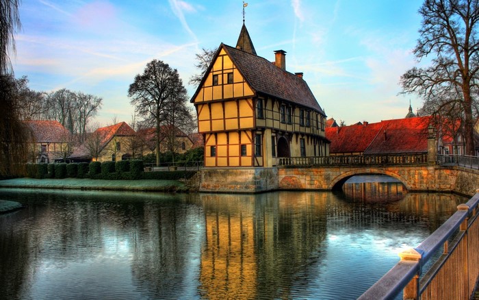 Castle Steinfurt with bridge and water