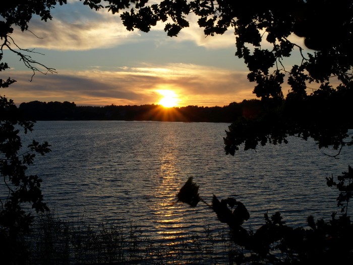 Sunset over a lake in Lithuania