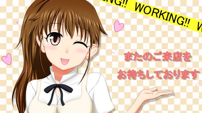 Anime girl with "WORKING!!" text