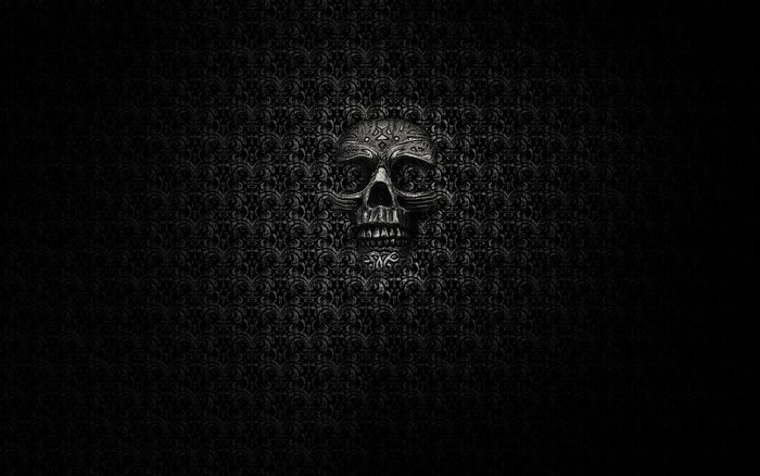 Ornate Skull on Black Pattern