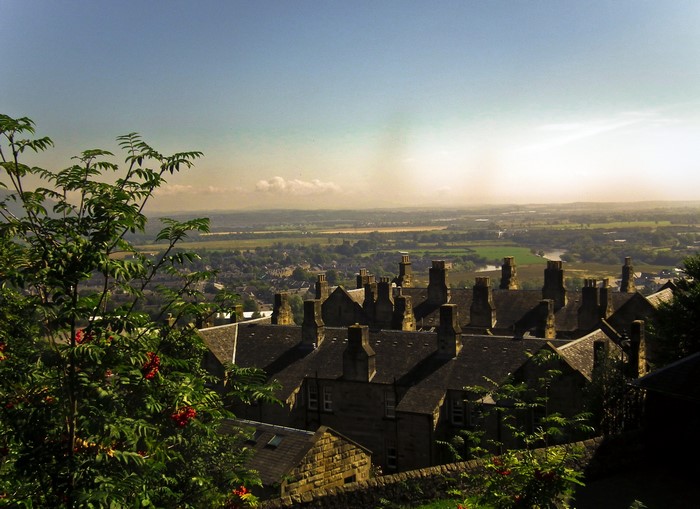 View of Stirling Castle rooftops and landscape