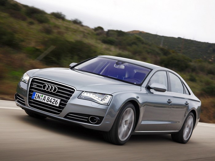 Audi A8 driving on a road