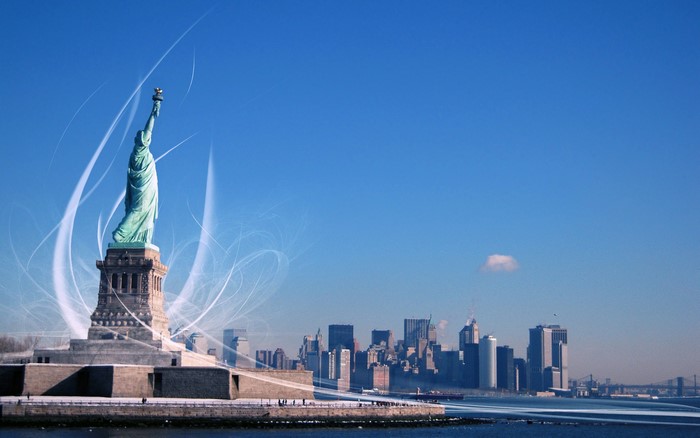 Statue of Liberty and New York City Skyline