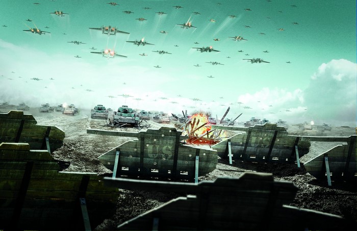 R.U.S.E. battle scene with tanks and aircraft