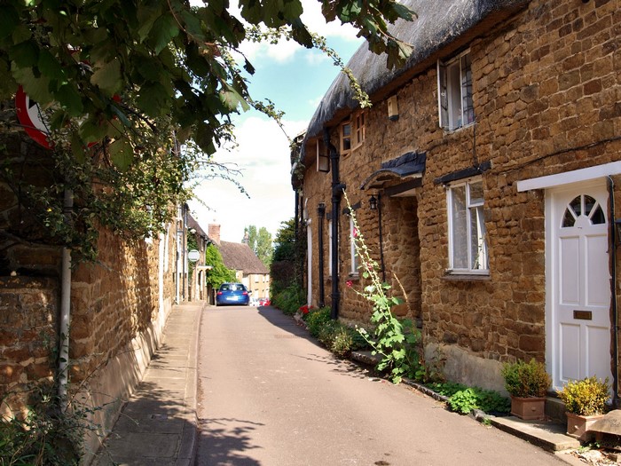 Stone Cottages and Street in the United Kingdom