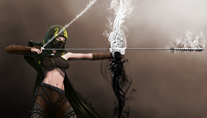 Female archer with a magical bow and arrow