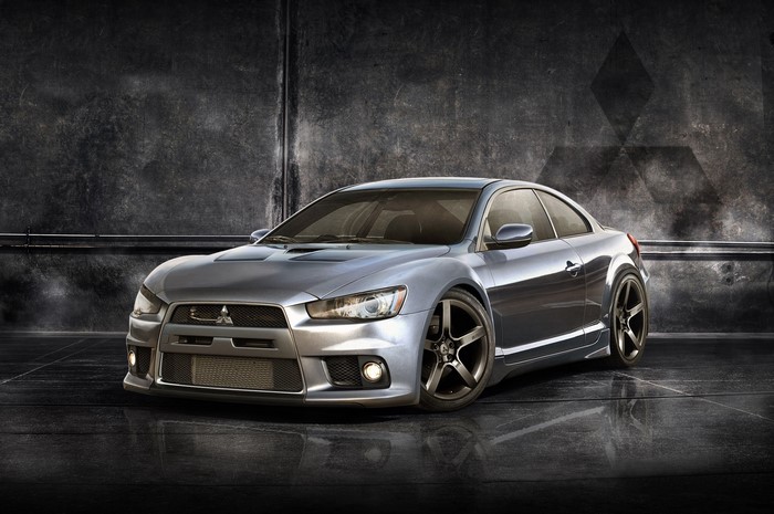 Silver Mitsubishi Lancer Evolution coupe
