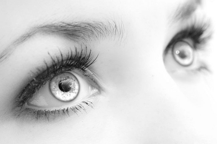Close-up of a woman's eyes and eyelashes