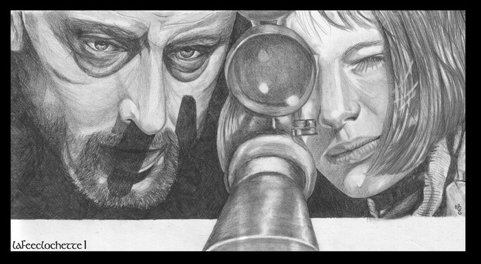 Leon and Mathilda with a sniper rifle