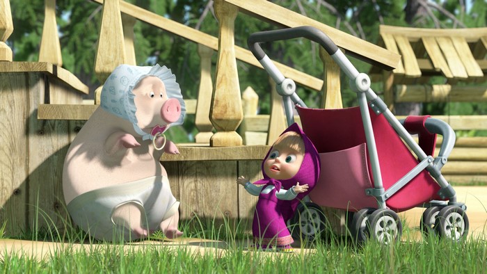 Masha and the Bear with a piglet