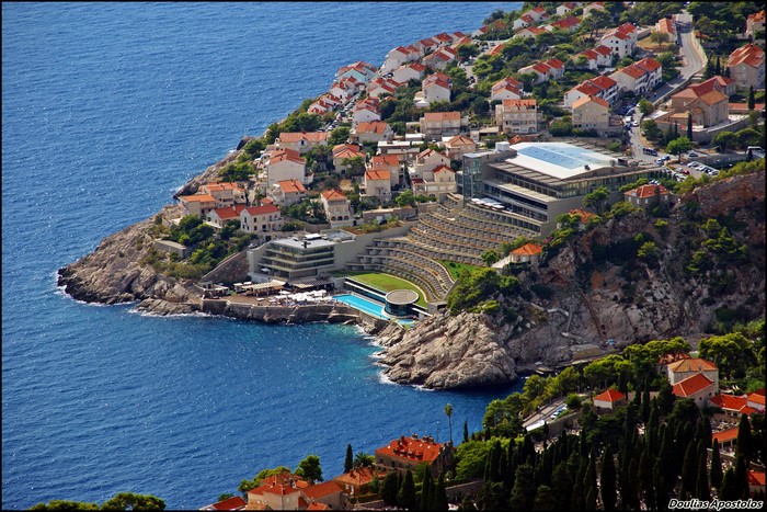 Coastal resort with houses on a hillside