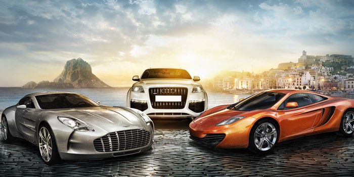 Aston Martin, Audi, and McLaren MP4 cars