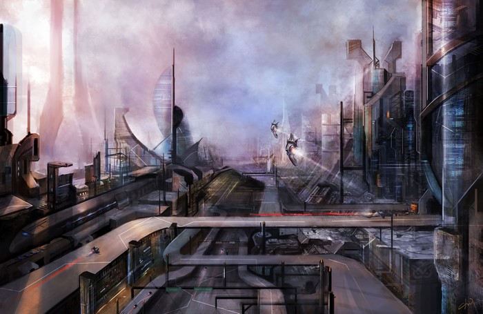 4K Futuristic Cityscape with Flying Vehicles