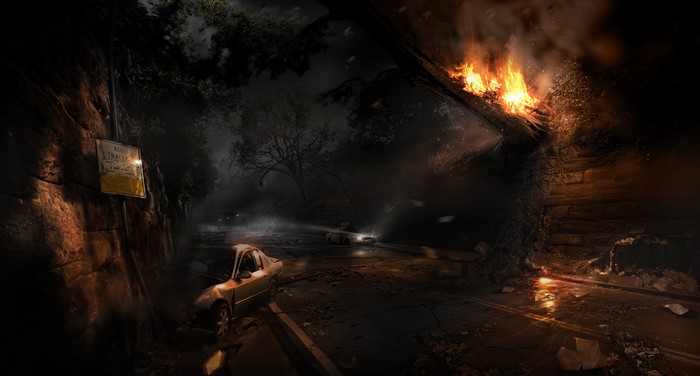 Alone in the Dark car crash tunnel fire