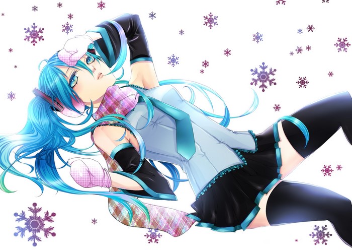 Hatsune Miku from Vocaloid in winter attire
