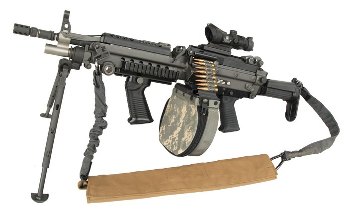 M249 SAW machine gun with bipod and ammo