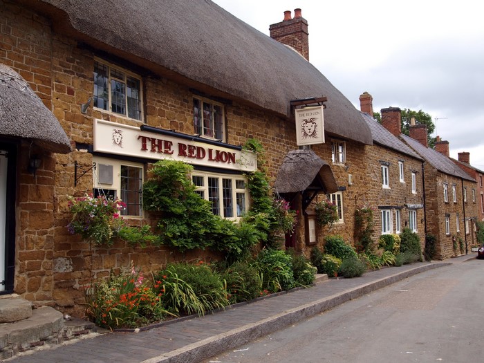 The Red Lion Pub in a Village, United Kingdom