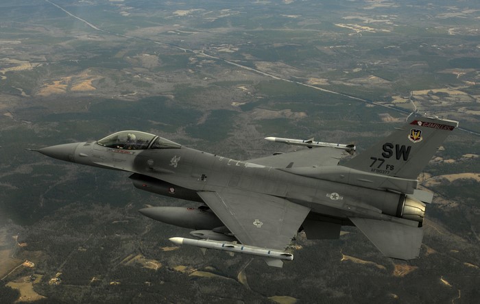 F-16 Fighting Falcon fighter jet in flight
