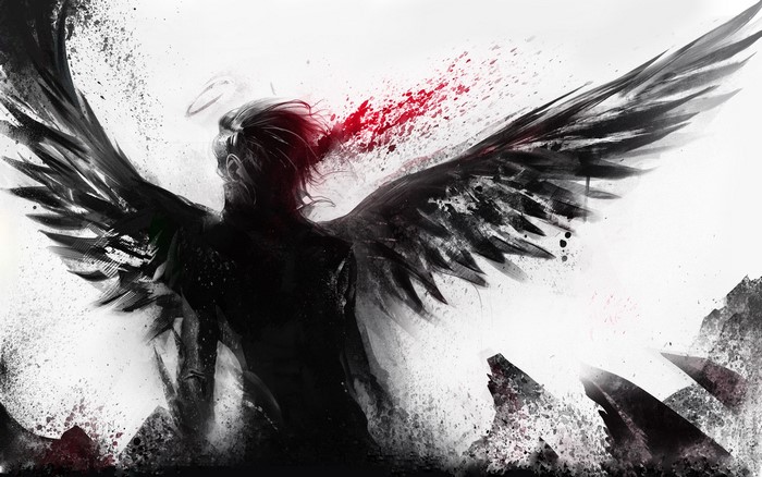 Dark Angel with Red Splatter