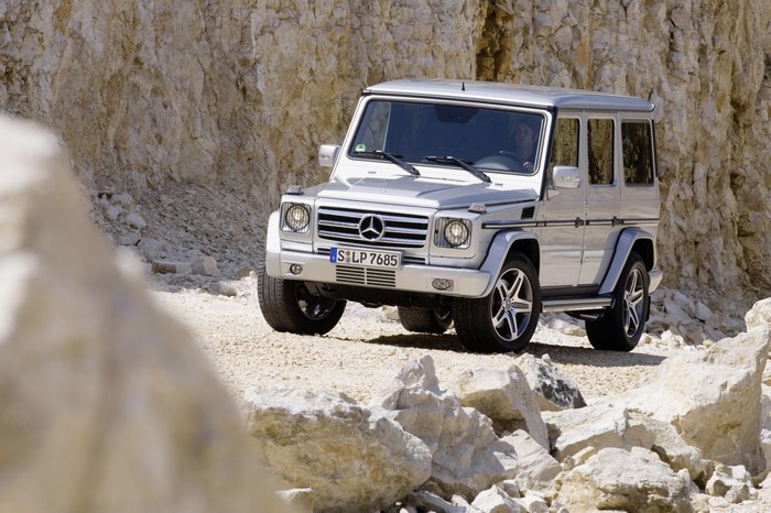 Mercedes-Benz G-Class driving on rocky terrain