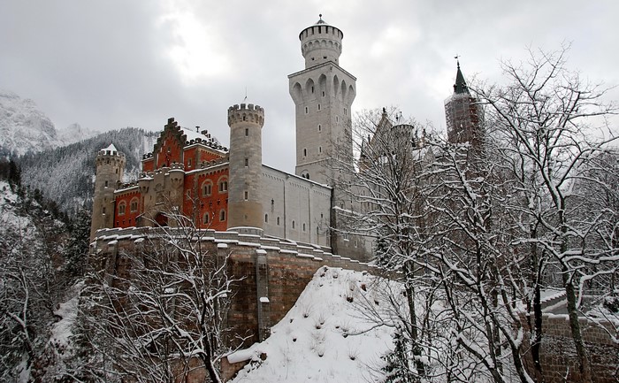 Neuschwanstein Castle in Germany during winter