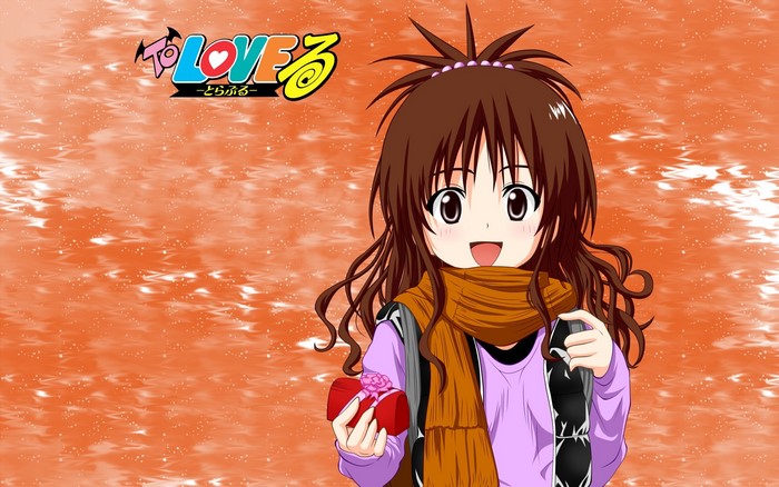 Haruna Sairenji from To-Love-Ru holding a gift