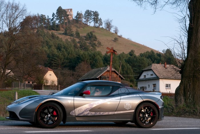 Tesla Roadster with TAG Heuer branding